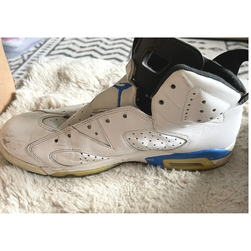 Jordan 6 Retro Sport Blue White Black Basketball Shoes 384664-107 Mens Size 8.5